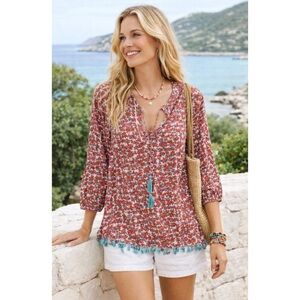 ROBERTA ROLLER RABBIT | Akar Josephina Boho Tassel Long Sleeve Tunic Top Small